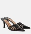 Paris Texas Black Leather Nadia Mules In Black