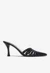 Paris Texas Black Leather Nadia Mules In Black