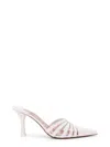 Paris Texas Leather Strappy Stiletto Sandals With Pointed Toe In White