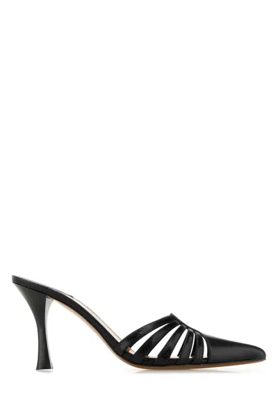 Paris Texas Nadia Leather Flat Pumps With 8 Cm Heel In Black