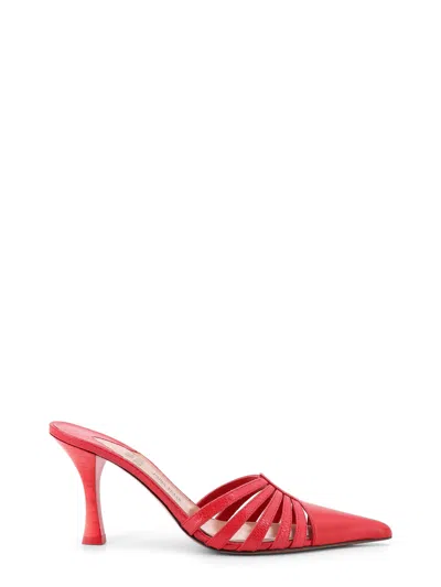 Paris Texas Nadia 85 Lizard Print Leather Mules In Red