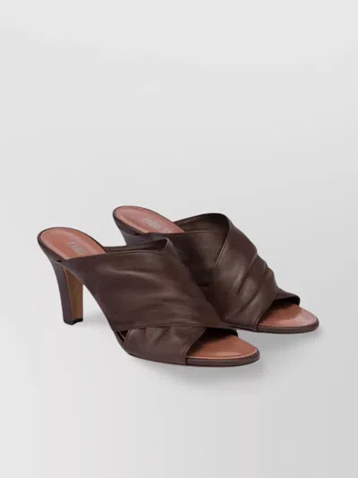 Paris Texas Nappa Glove Peep Toe Mules In Brown