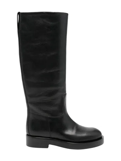 Paris Texas Nappa Leather Flat Ankle Boots With Pull Tab And 20mm Heel In Black