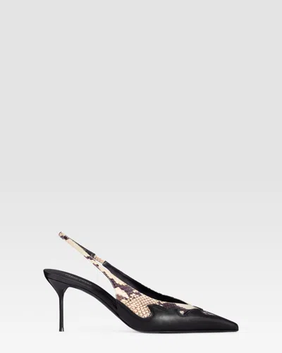 Paris Texas Nappa Leather Slingback With Cut-out Embroidery And Heart Inlays In Multi