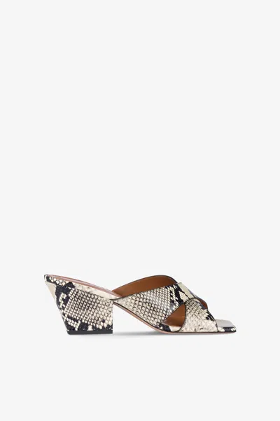 Paris Texas Natural Python-effect Leather Mule
