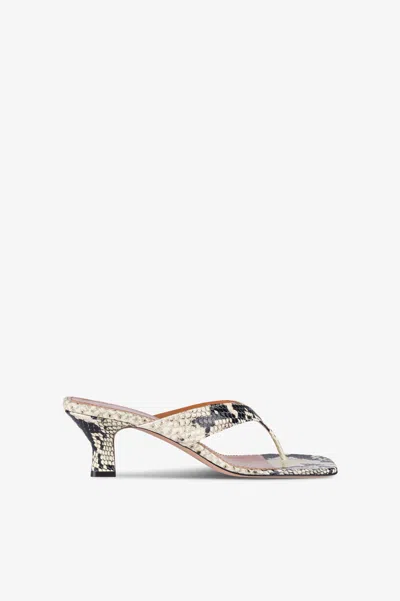 Paris Texas Natural Python-effect Leather Mule