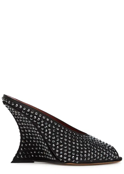Paris Texas Nina 105 Embellished Satin Mules In Black