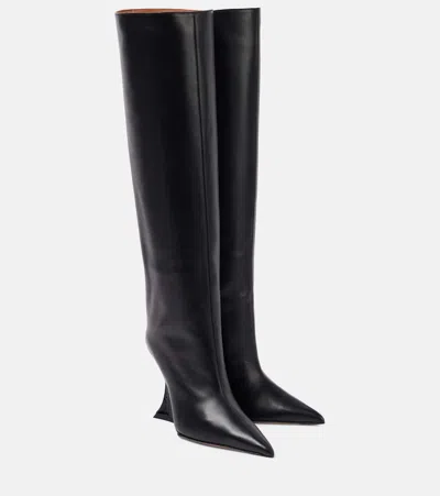 Paris Texas Nina 105 Leather Knee-high Boots In Black