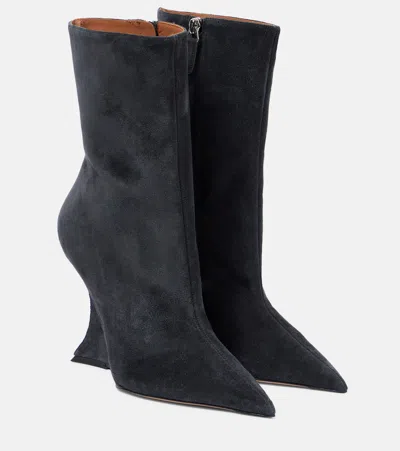 Paris Texas Nina 105 Suede Ankle Boots In Black