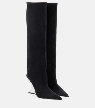 Paris Texas Nina 105 Suede Knee-high Boots In Black