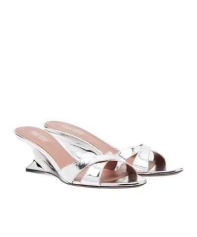 Paris Texas Nina 50 Metallic Leather Wedges In Silver