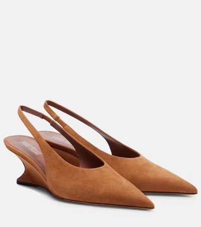 Paris Texas Nina 50 Suede Wedges In Brown