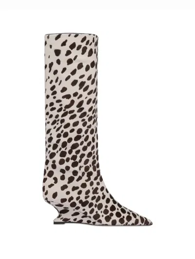 Paris Texas Nina Animal-print Boots In White