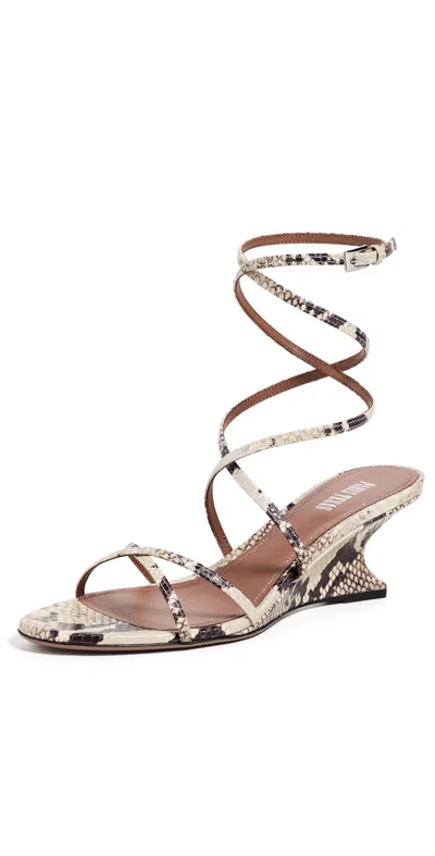 Paris Texas 75mm Nina Snake-printed Leather Lace-up Sandals In Neutral