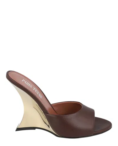 Paris Texas Nina Leather Mules In Brown