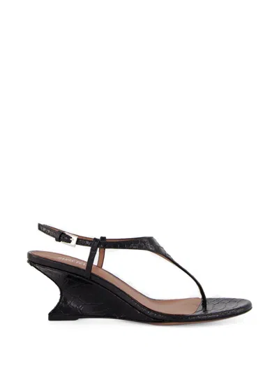 Paris Texas Nina Snake-effect Leather Thong Sandals In Black