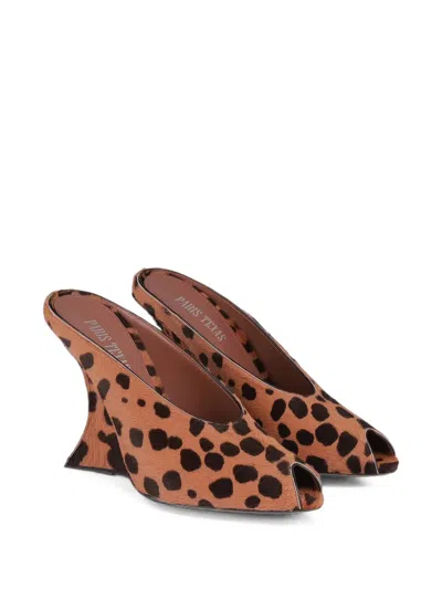 Paris Texas Nina Leopard-print Mules In Brown