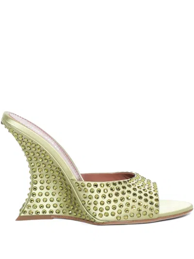 Paris Texas Nina Python Print Mules In Green