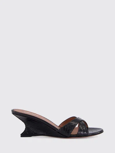 Paris Texas Nina Python-print Leather Wedge Mule Sandals In Black