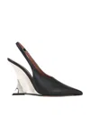 Paris Texas Black Nina Slingback Heels In Black & Silver
