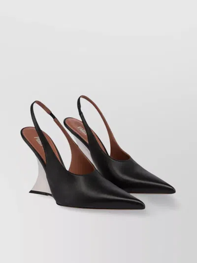 Paris Texas Nina Slingback Leather Wedge Pumps In Black
