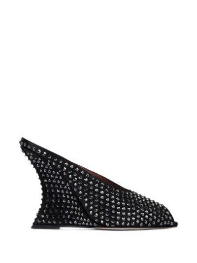 Paris Texas Nina Stud-embellished Wedge Sandals In Black