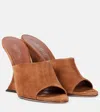 Paris Texas Nina Suede Wedge Mules In Brown