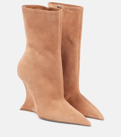 Paris Texas Nina Suede Wedges In Brown