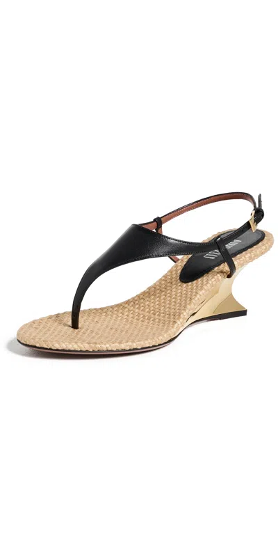 Paris Texas Nina Thong Sandals Black/gold In Multi