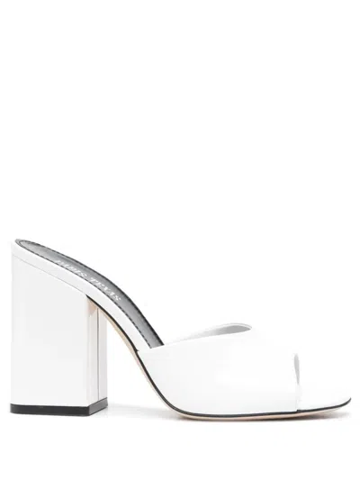 Paris Texas Open-toe Mules With Mid-height Block Heel In White