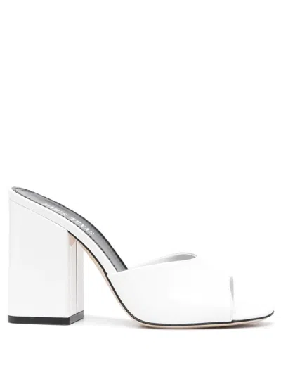 Paris Texas Open-toe Mules With Mid-height Block Heel In White