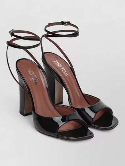 Paris Texas Open Toe Patent Finish Heeled Sandals In Black