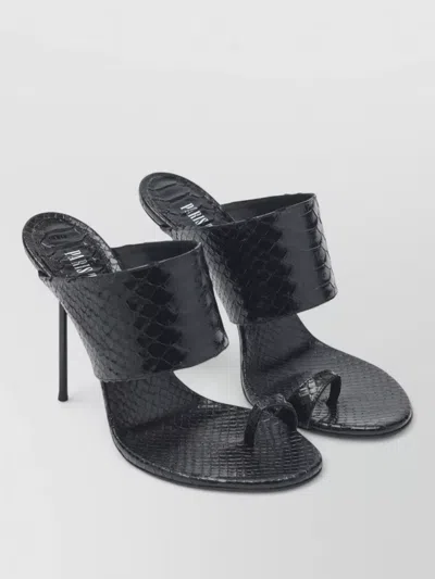 Paris Texas Open Toe Textured Finish Leather Sandals In Black
