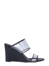 Paris Texas Open-toe Wedge Sandals With Transparent Plexi Straps In Black