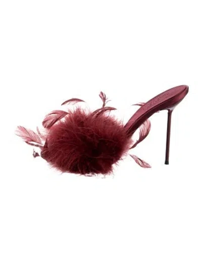 Pre-owned Paris Texas Ostrich Feather Sandals In Red