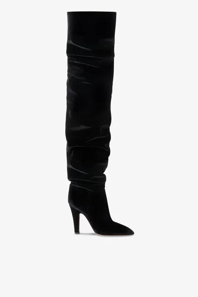 Paris Texas Over-the-knee Boots In Black Velvet.