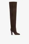 Paris Texas Over-the-knee Boots In Ebony Calf Suede Leather