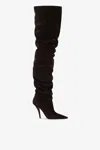 Paris Texas Over-the-knee Boots In Ebony Suede Leather. In Brown