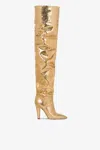 Paris Texas Over-the-knee Boots In Gold, Metallic-effect Printed Python Leather. In Gold
