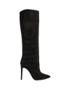 Paris Texas Holly Crystal-embellished Suede Knee Boots In Black