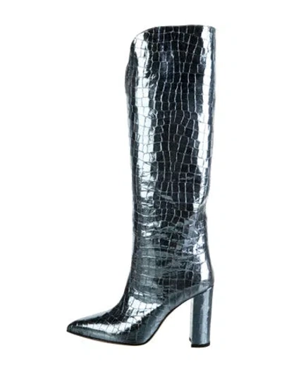 Pre-owned Paris Texas Patent Leather Animal Print Boots In Blue