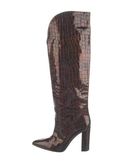Pre-owned Paris Texas Patent Leather Animal Print Boots In Brown