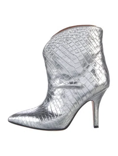 Pre-owned Paris Texas Patent Leather Animal Print Boots In Metallic/silver