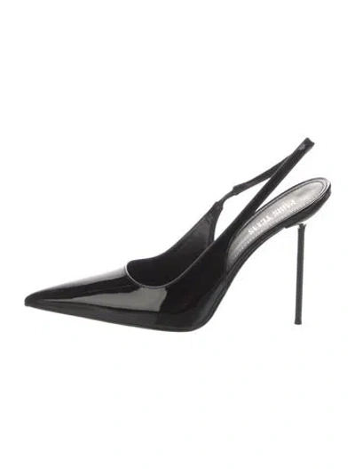 Pre-owned Paris Texas Patent Leather Crystal Embellishments Slingback Pumps In Black