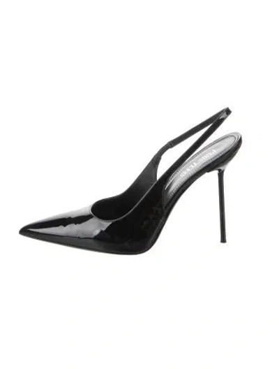 Pre-owned Paris Texas Patent Leather Crystal Embellishments Slingback Pumps In Black