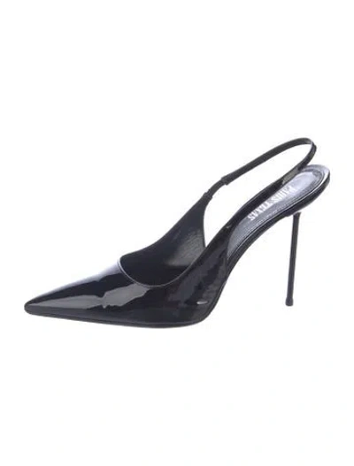 Pre-owned Paris Texas Patent Leather Crystal Embellishments Slingback Pumps W/ Tags In Blue