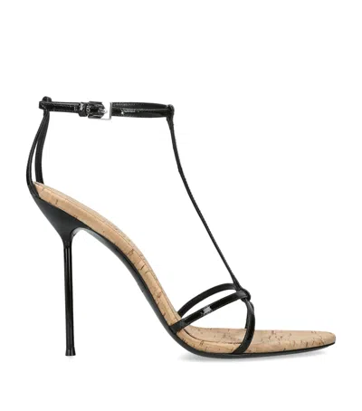 Paris Texas Patent Leather Lidia T-strap Heeled Sandals 105 In Black