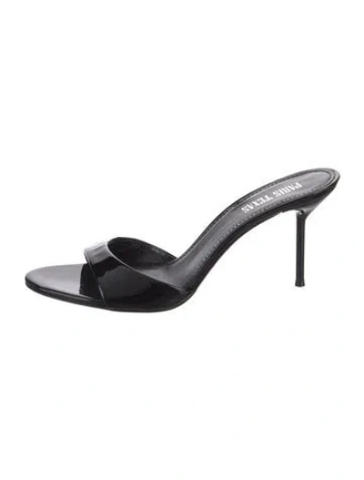 Pre-owned Paris Texas Patent Leather Slides In Black