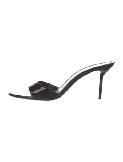 Pre-owned Paris Texas Patent Leather Slides In Black