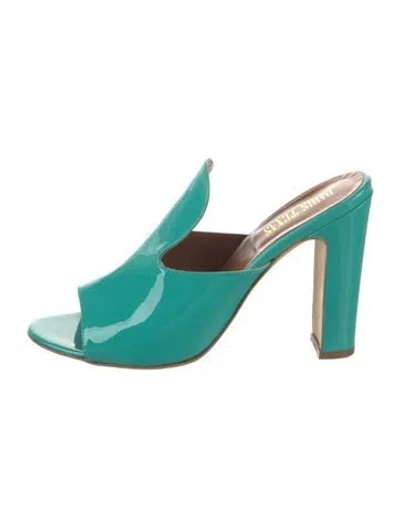 Pre-owned Paris Texas Patent Leather Slides In Blue